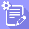 icona output editabile - documento con ingranaggio e matita